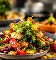 Colourful salad with roasted vegetables